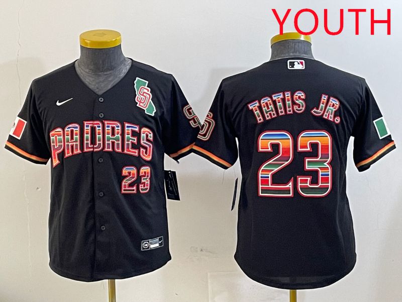 Youth San Diego Padres #23 Tatis jr Black Fashion Game 2025 Nike MLB Jersey style 2